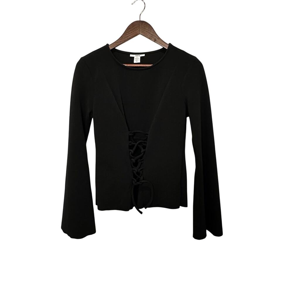 Bar IIl Vintage Goth 90's Style Black Bell Sleeve Corset Closure Top‎ Size M
